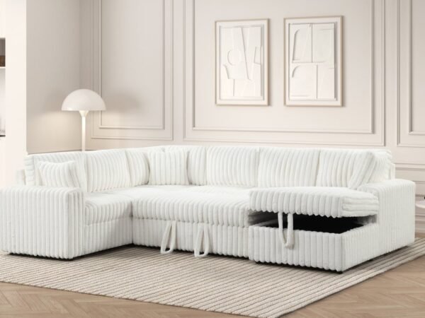 Forever Beige Sectional With Pull-Out Bed