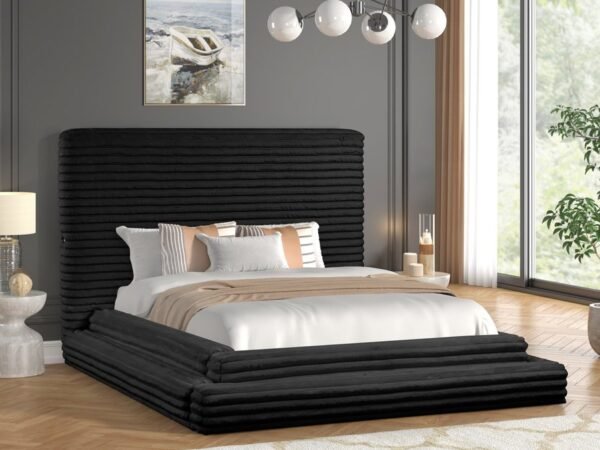 Mariah Black Platform Bed - Queen, King
