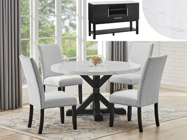 1319RD-1320-SB VANCE FAUX ROUND TBL/SIDE CHAIRS