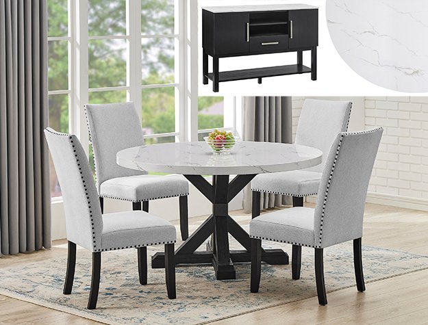 1319RD-1320-SB VANCE FAUX ROUND TBL/SIDE CHAIRS