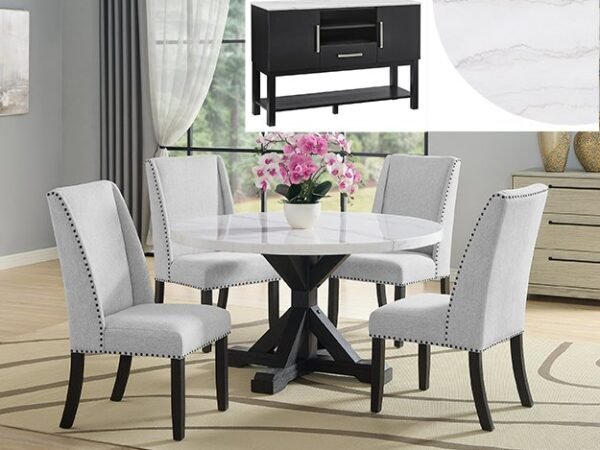 1320RD-1319-SB VARLEY MARBLE ROUND TBL,WING CHAIRS