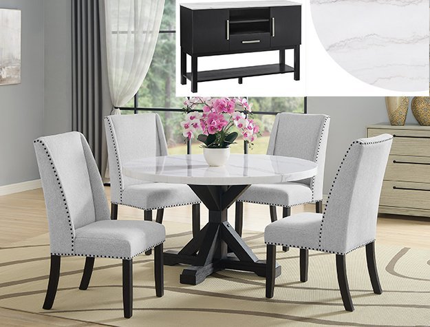 1320RD-1319-SB VARLEY MARBLE ROUND TBL,WING CHAIRS