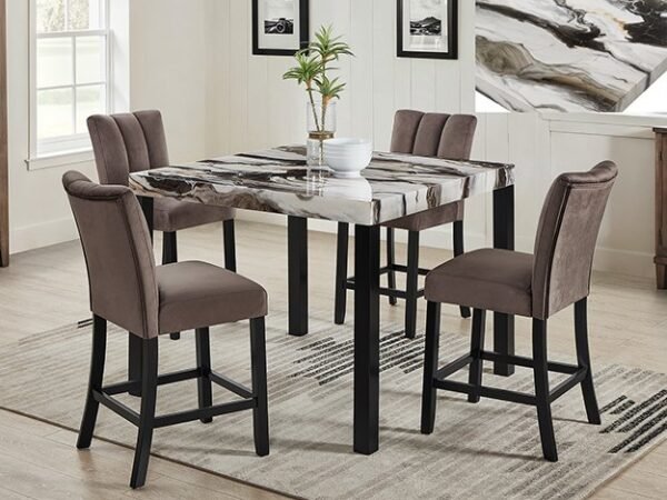 1720-5P VEGA FAUX MARBLE CT HT DINING