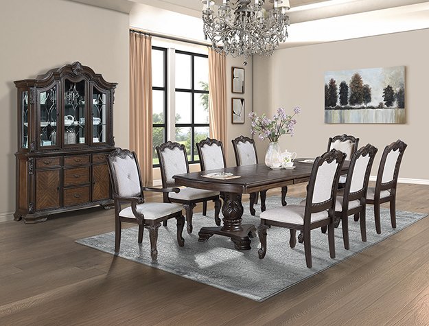2149-9P KIERA DINING GROUP-COFFEE BROWN