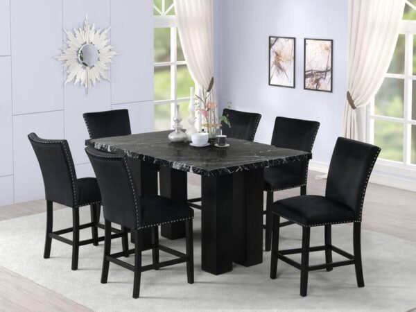 2220 Onyx - (FAUX MARBLE) Counter Height Table + 6 Chair Set