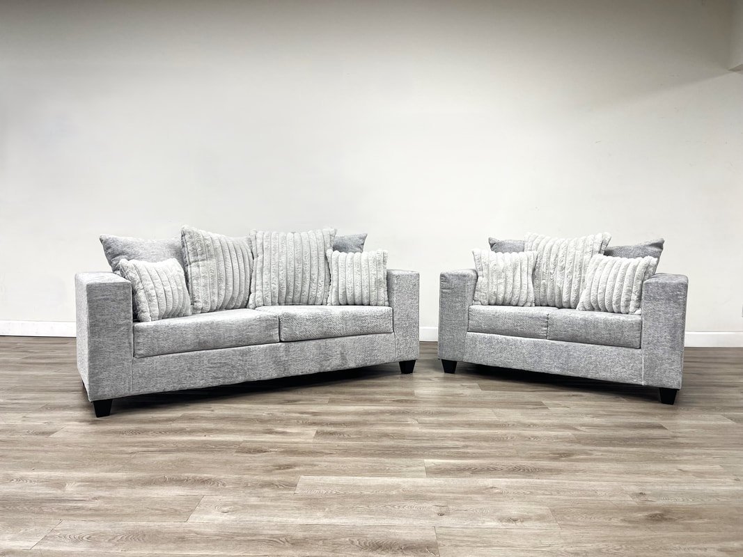 410-2PC-GRAY Sofa and Loveseat Set)