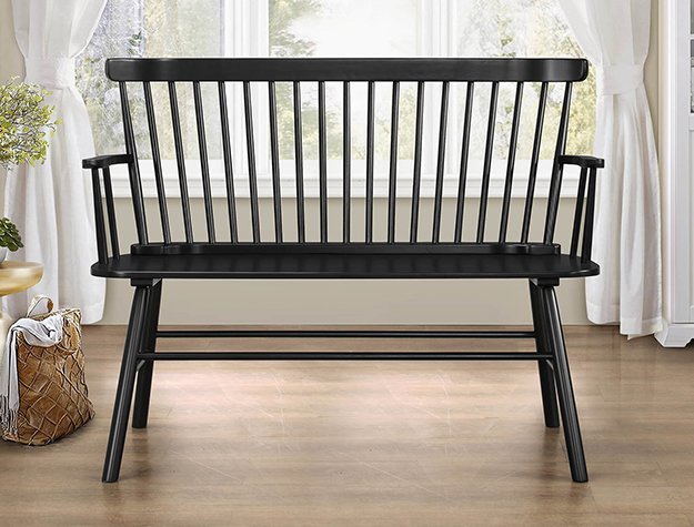 4185-BENCH-BK JERIMIAH SPINDLEBACK BENCH BLACK
