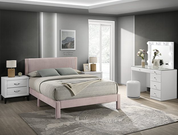 5097PK LUCIA BED FRAME PINK