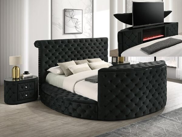 5212BK VOLTARE FIREPLACE/TV LIFT BED BLACK