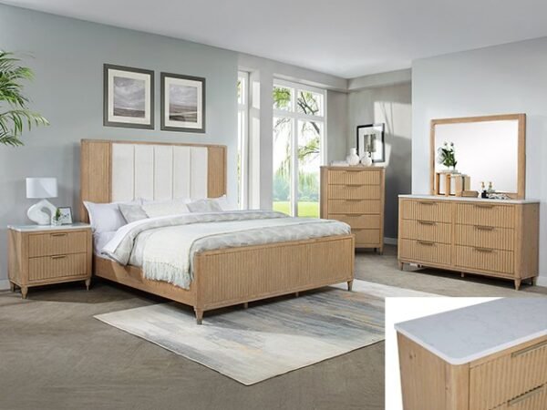 SETB1450 KARA BEDROOM GROUP -CERUSED NATURAL