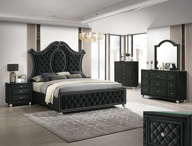SETB2180 CAMEO PANEL BEDROOM GROUP - BLACK