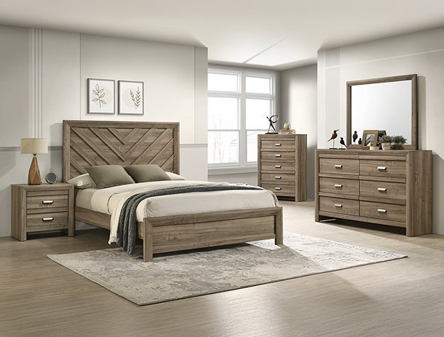 SETB9332 VALOR BEDROOM GROUP LIGHT BROWN