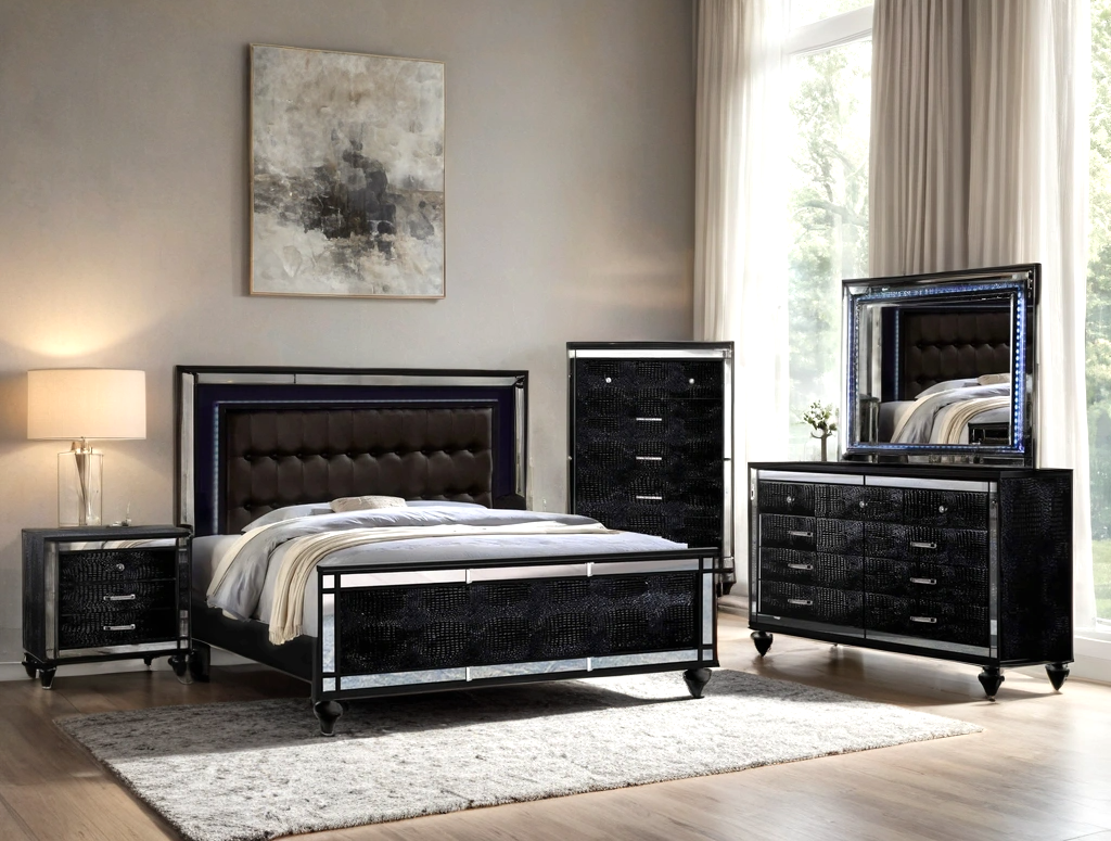 Blanca2 Black Bedroom Set Queen, King