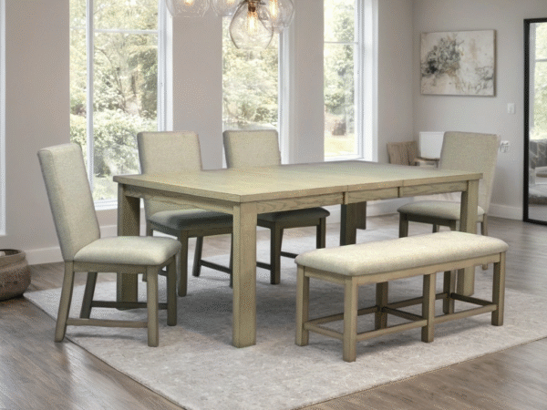 D2700 Dining Table + 4 Chair + Bench Set