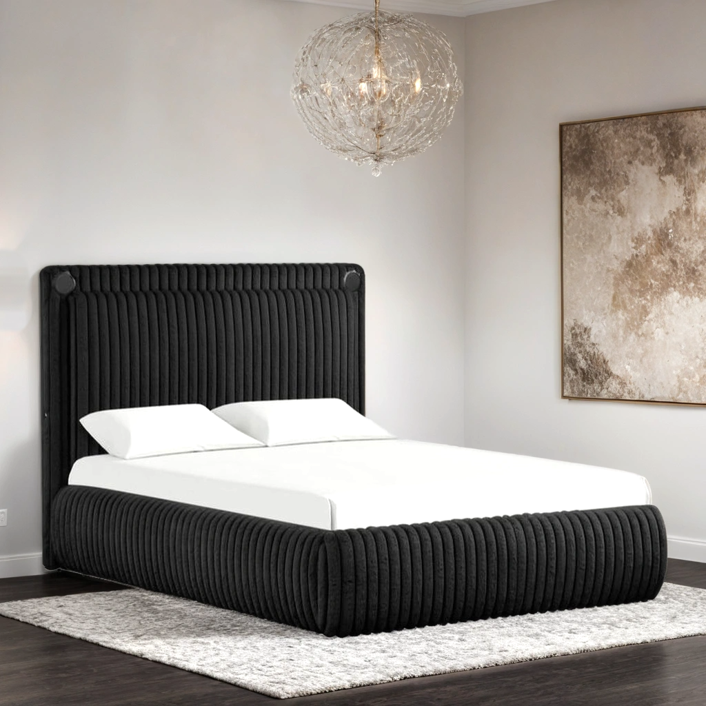 Diana Black Platform Bed - Queen, King