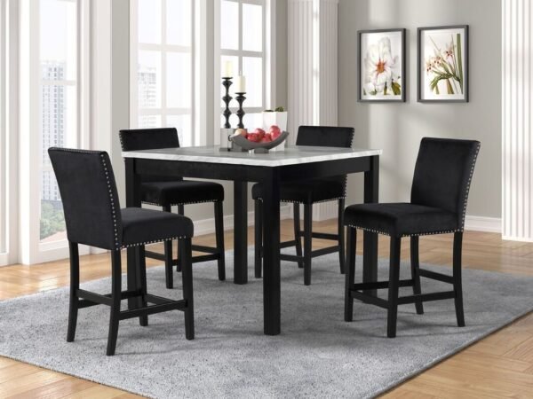 Dior - Black Pub Table + 4 Chair Set
