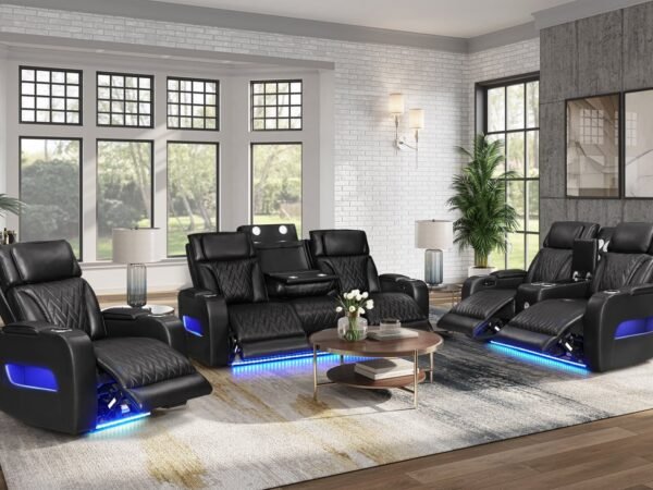 DUBAI 3PC Black Power Reclining Set