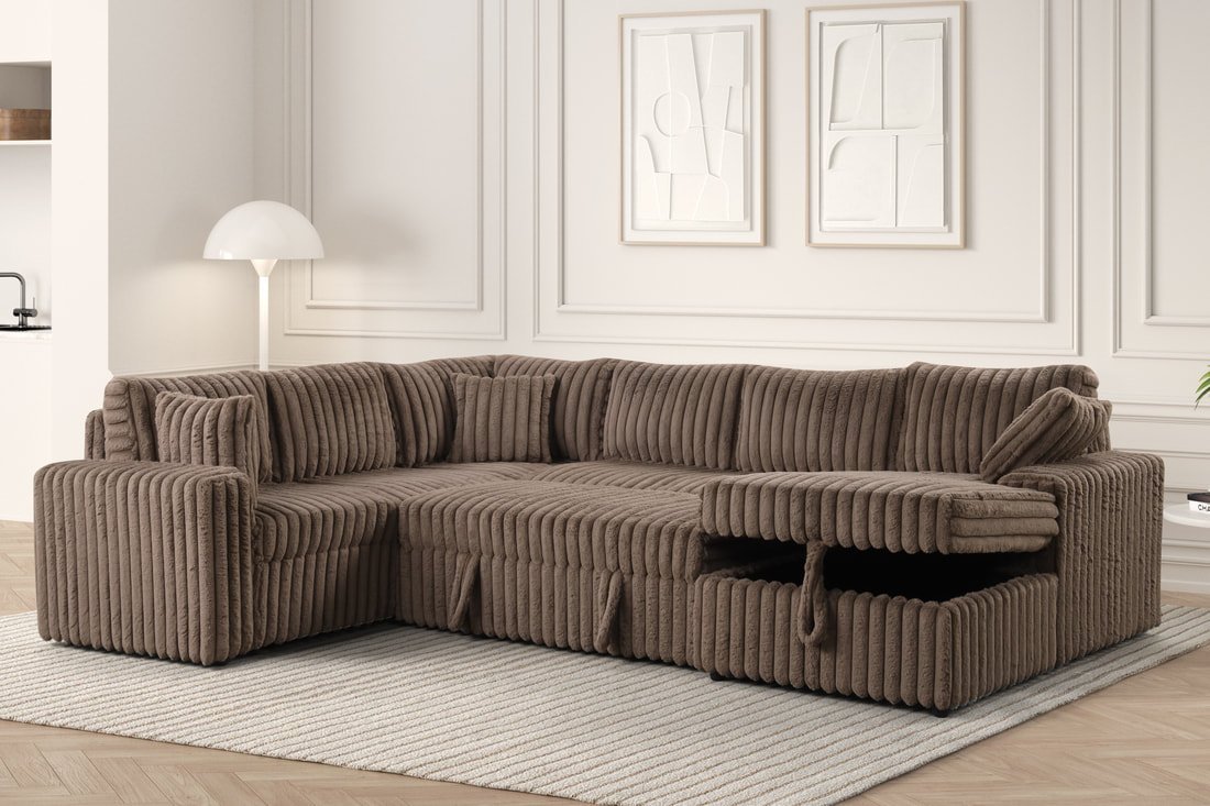 Forever Mocha Sectional With Pull-Out Bed