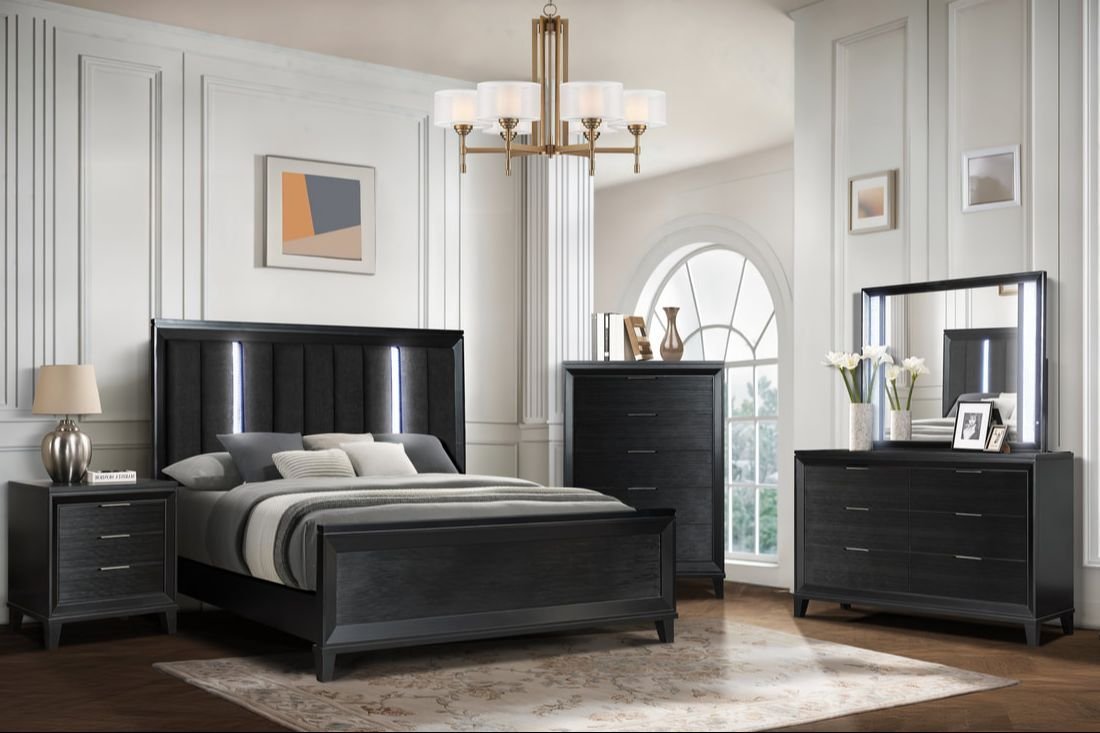 Havana Black - 4pc or 5pc Bedroom Set - Queen, King