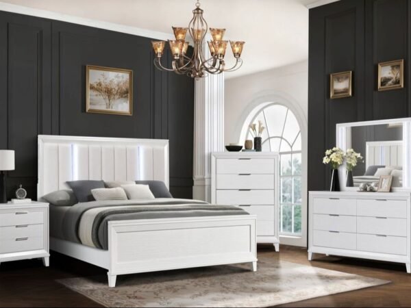 Havana White - 4PC or 5PC Bedroom Set - Queen, King