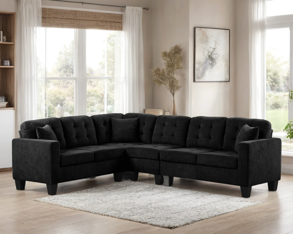 Logan2 Black - Reversible Sectional
