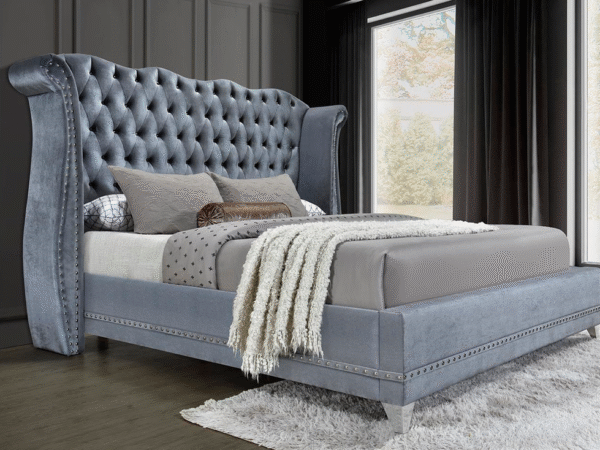 Luxor Grey Platform Bed - Queen, King
