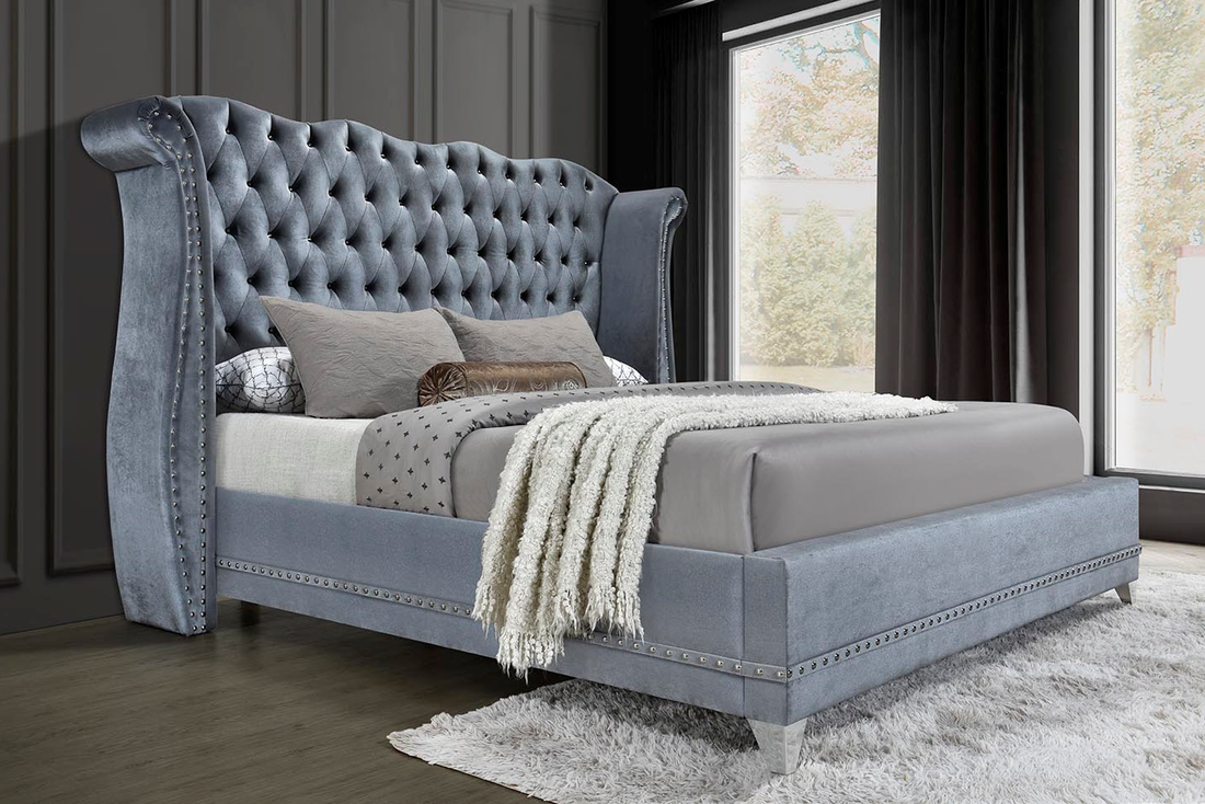 Luxor Grey Platform Bed - Queen, King
