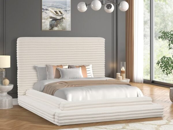 Mariah Beige Platform Bed - Queen, King