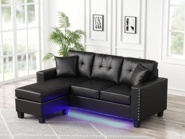 Messi Black PU - Reversible Sectional