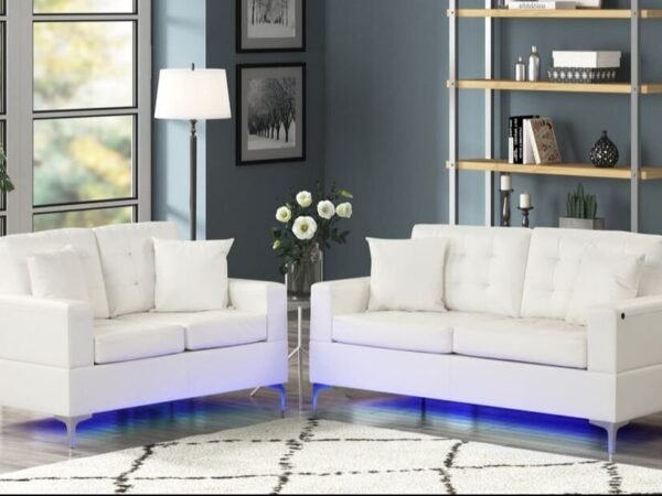 Miami White - Sofa & Loveseat Set (LED LIGHTS)