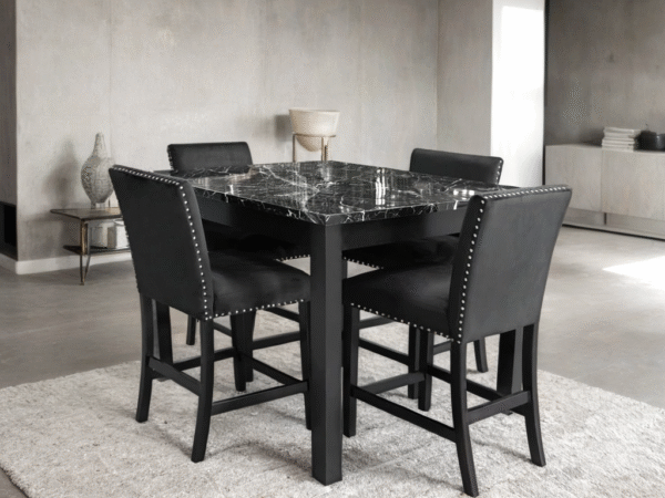 Dior Oynx Black - Pub Table + 4 Chair Set