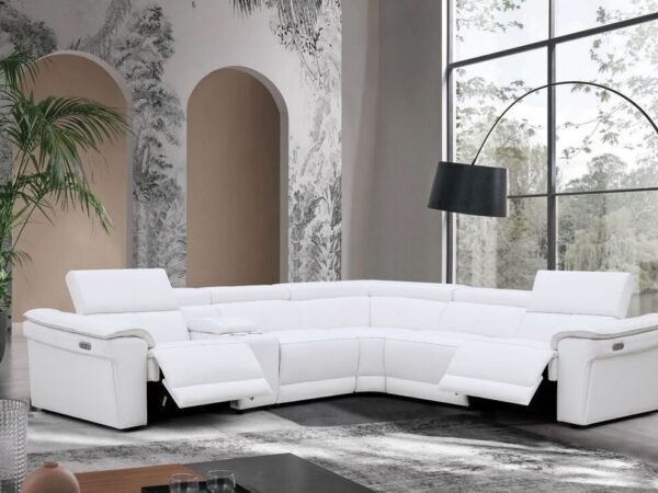 NEWYORK WHITE - LEATHER Power Reclining Sectional