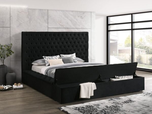 Paris Black Platform Bed Queen, King