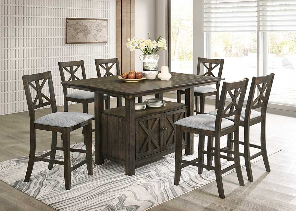 D380 - Counter Height Table & 6 Chairs Set