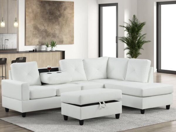 Rocket White PU Reversible Sectional