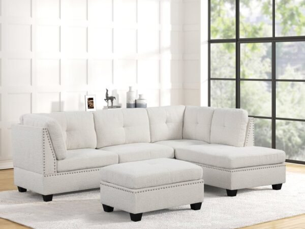 Sienna Boucle Sand Sectional + Ottoman Set