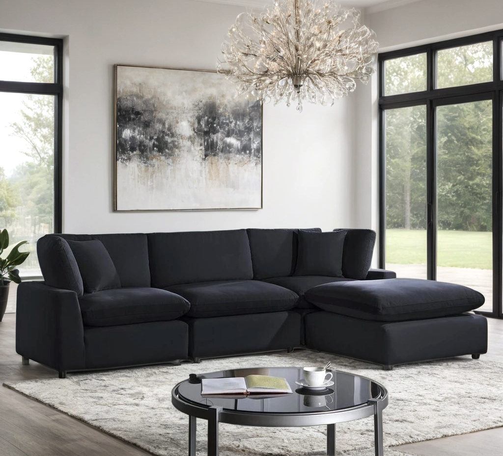SKY Black Velvet Modular Sectional