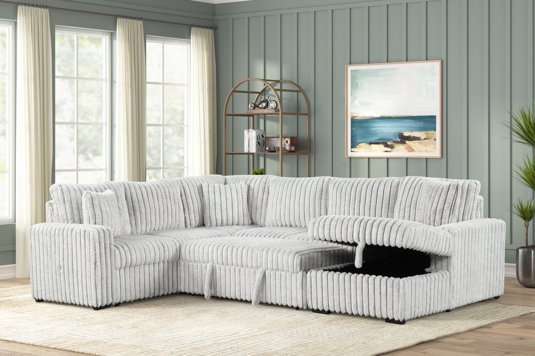 Sonic Gray Sectional With Pull-Out Bed
