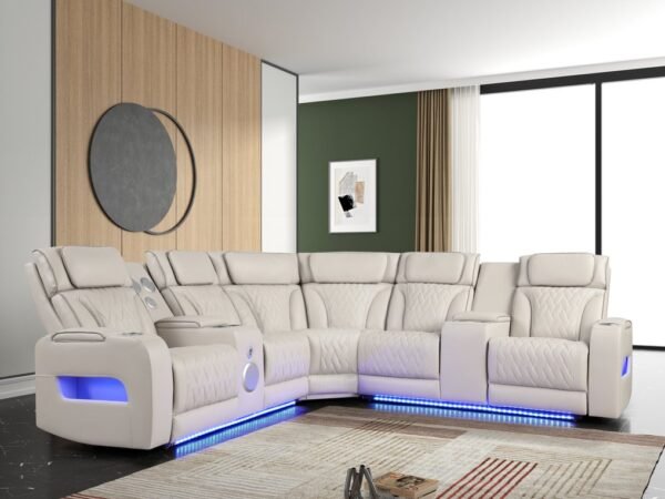 Spain Sand Power Reclining Sectional (Power Headrests)