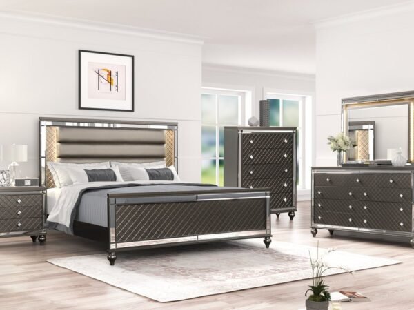Stars Charcoal - 5PC Bedroom Set Queen, King