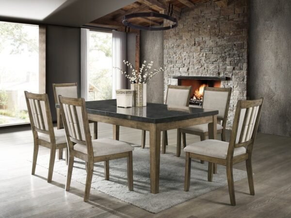 Melstone - (GENUINE MARBLE) Table & 6-Chairs