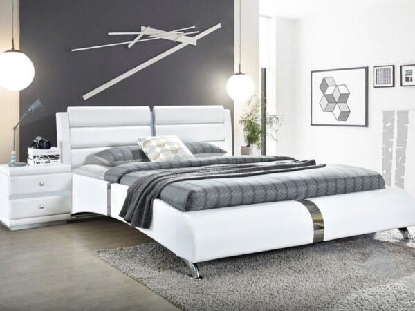 Vegas White Platform Bed - Queen, King