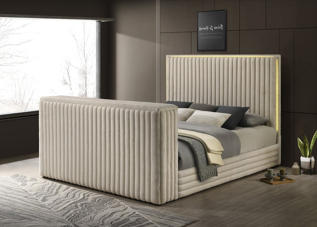 Villa White Platform Bed - Queen, King